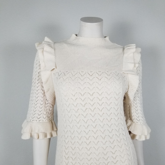 Happy X Nature Knit Ruffle Knee-length Dress in Cream Size Medium - Picture 4 of 9